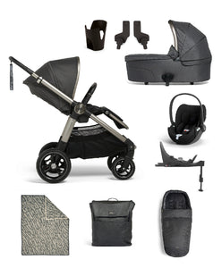 Ocarro Pushchair Complete Bundle with Cybex Cloud T Car Seat & Base (8 Pieces) - Graphite